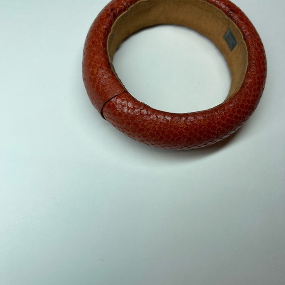Vintage Retro bangle. Snakeskin leather look, made in India. - Picture 4 of 5
